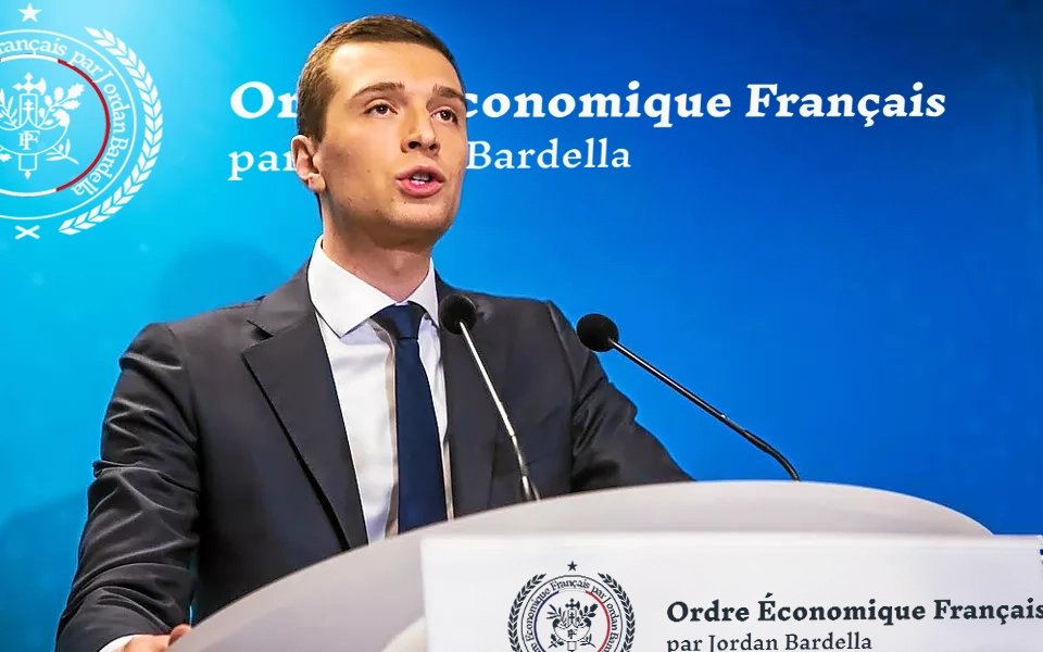 Ordre Économique Français par Jordan Bardella on tribune